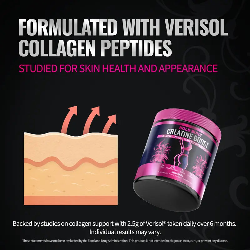 Bold Buns Creatine for Women – Build Strength, Support Skin Glow & Hair Heath, Recover Faster | 30 Servings - Unflavored