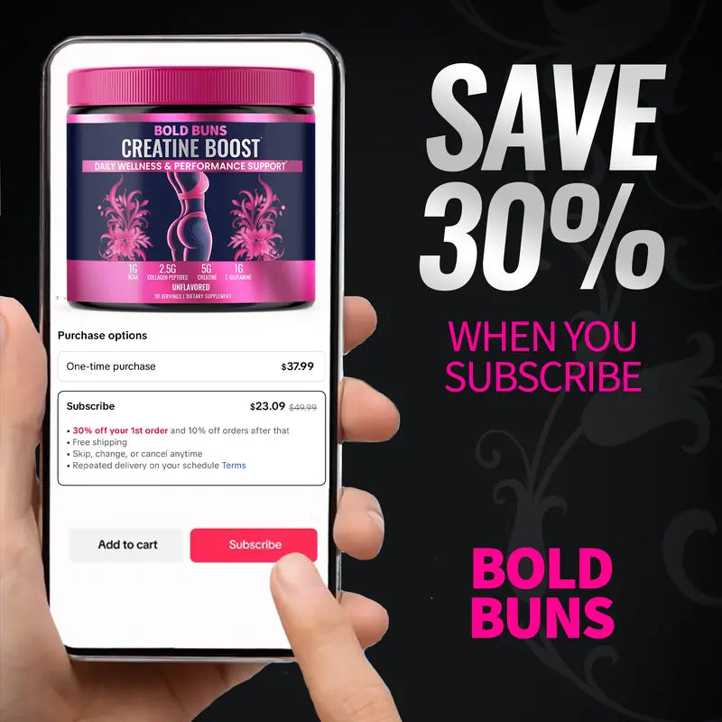 Bold Buns Creatine for Women – Build Strength, Support Skin Glow & Hair Heath, Recover Faster | 30 Servings - Unflavored