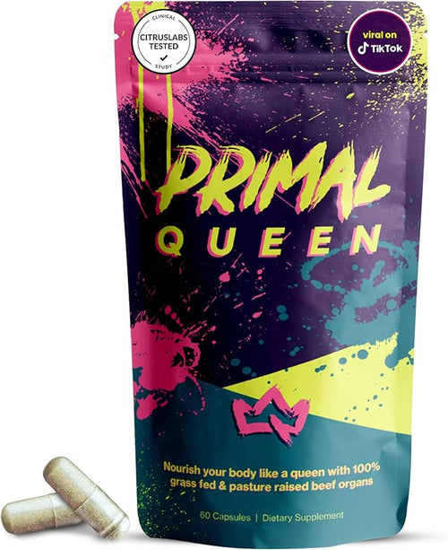 Primal Queen Female-Optimized Beef Organ Superfood Supplement (Beef Liver, Kidney, Heart, & 3 More) - 100% Grass Fed, Pasture Raised - 3rd Party & Clinically Tested