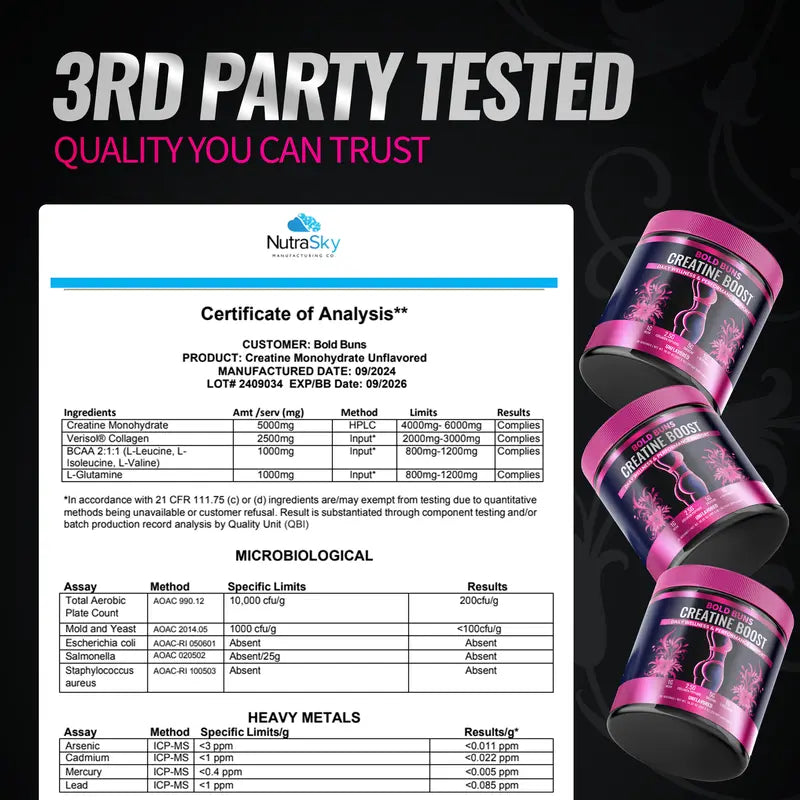 Bold Buns Creatine for Women – Build Strength, Support Skin Glow & Hair Heath, Recover Faster | 30 Servings - Unflavored
